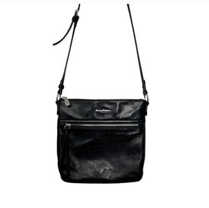⚡️ Tommy Bahama Crossbody Bag Black Leather *MissingInsideZipperPull